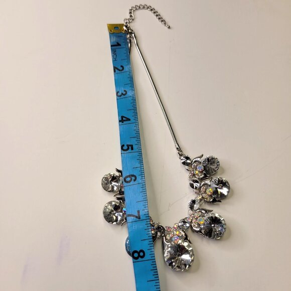 Vintage Clear Crystal Rhinestones Silvertone Necklace - Picture 11 of 12